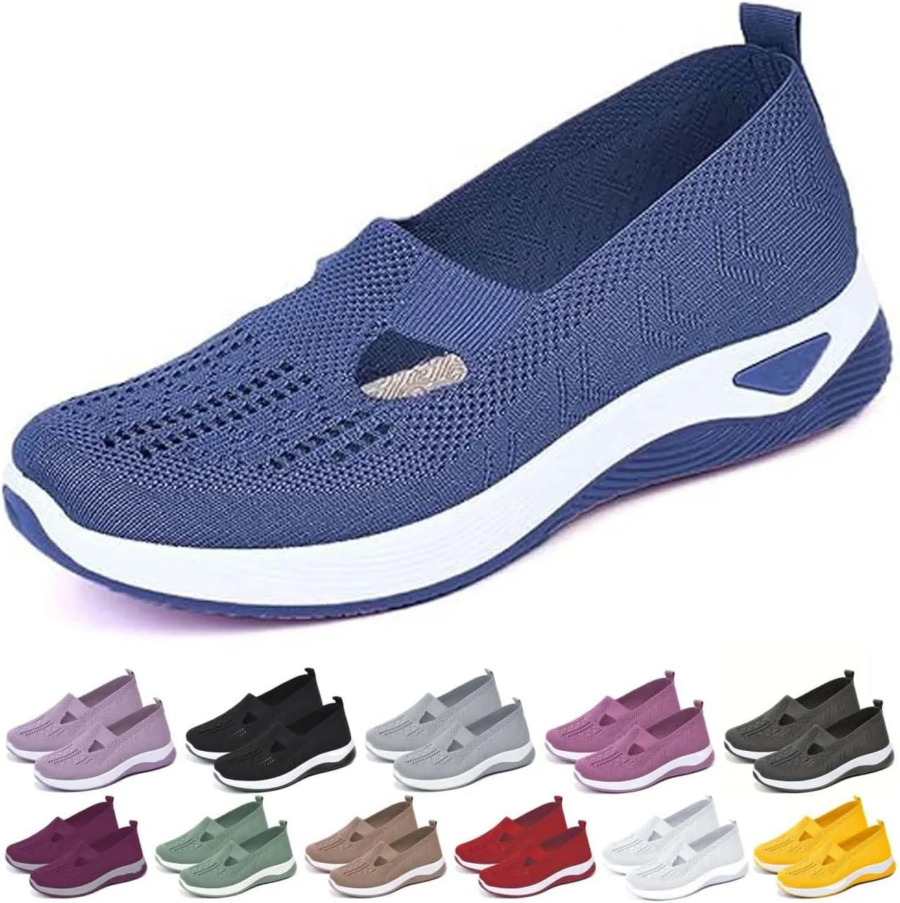 Yilia Orthopedic Shoes for Women, Wide Width Breathable Women Walking Comfortable Slip on Sneakers, Non Slip Food Service Lightweight Sneaker, Comfort Nurse Shoes Arch Support Sneakers