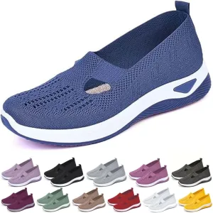 Yilia Orthopedic Shoes for Women, Wide Width Breathable Women Walking Comfortable Slip on Sneakers, Non Slip Food Service Lightweight Sneaker, Comfort Nurse Shoes Arch Support Sneakers