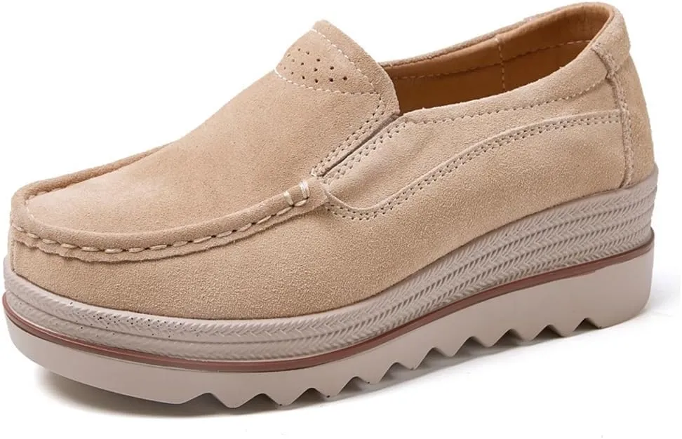 YING LAN Women Slip On Loafers Comfort Suede Moccasins Wide Low Top Shoes