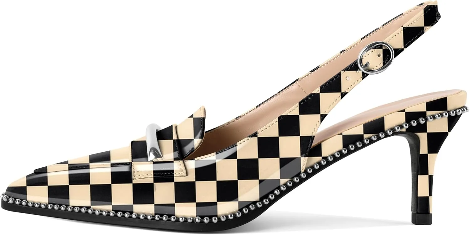 YODEKS Women's Slingback Heels Pointed Toe Low Heel 2.5" Loafers Shoes Size 5-13