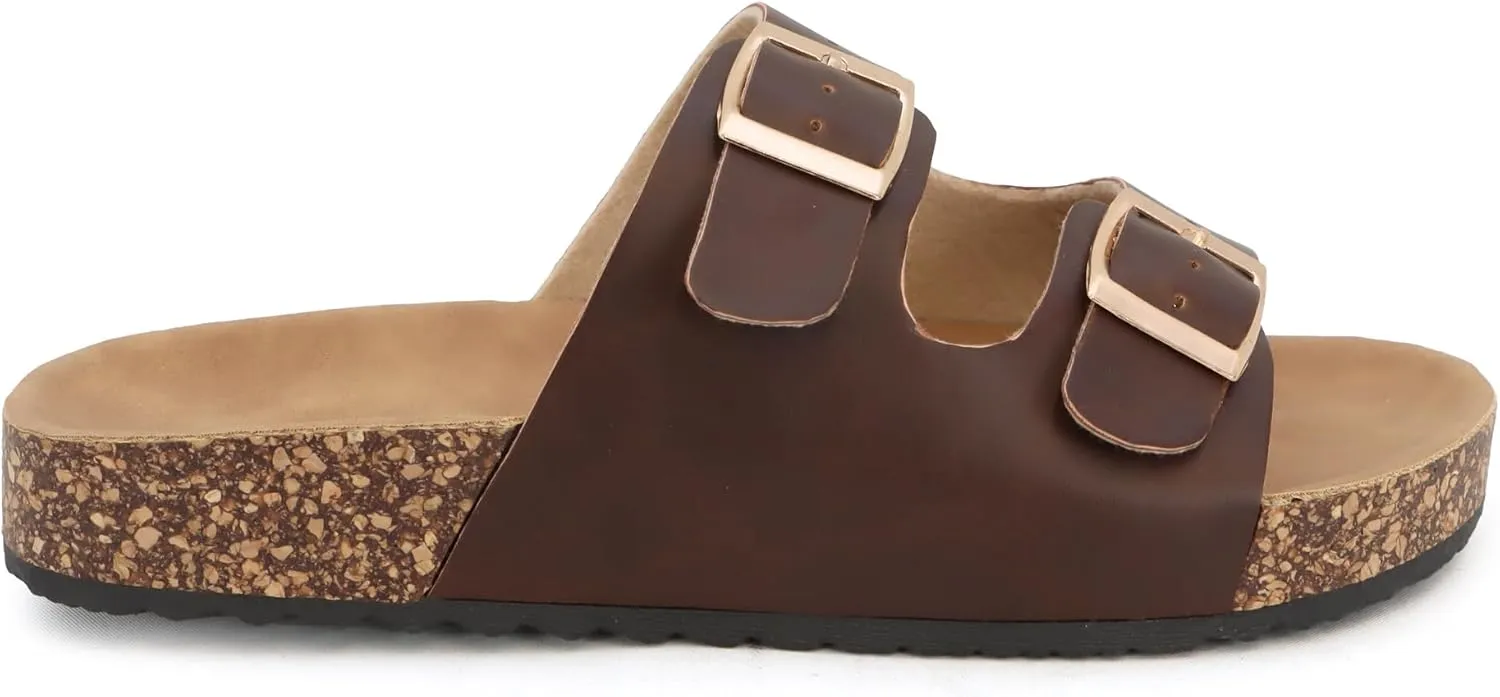 YOKI GIENNA-48Y Girls Sandals with Adjustable Double Buckles, Cushioned Cork Flats, Girls Summer Sandals