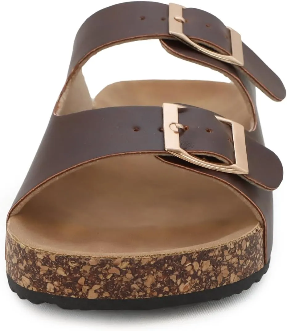 YOKI GIENNA-48Y Girls Sandals with Adjustable Double Buckles, Cushioned Cork Flats, Girls Summer Sandals