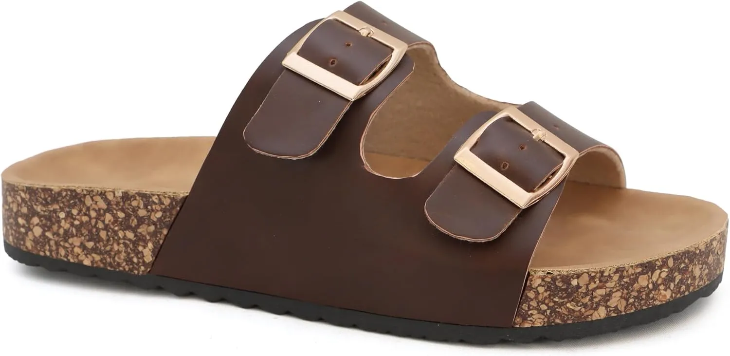 YOKI GIENNA-48Y Girls Sandals with Adjustable Double Buckles, Cushioned Cork Flats, Girls Summer Sandals