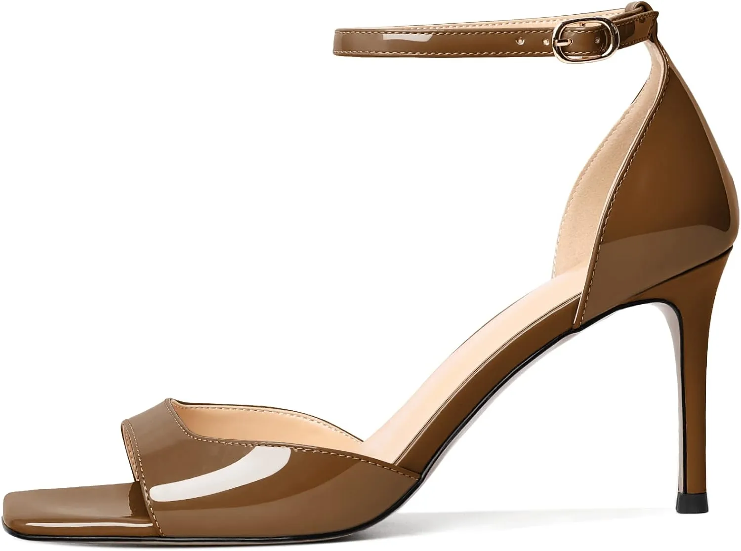 Zamikoo Women's High Heels, Open Toe Ankle Strap High Heeled Sandals, Square Toe Stiletto Heel Dress Pumps Shoes Office Wedding Work Evening 3.5 Inch