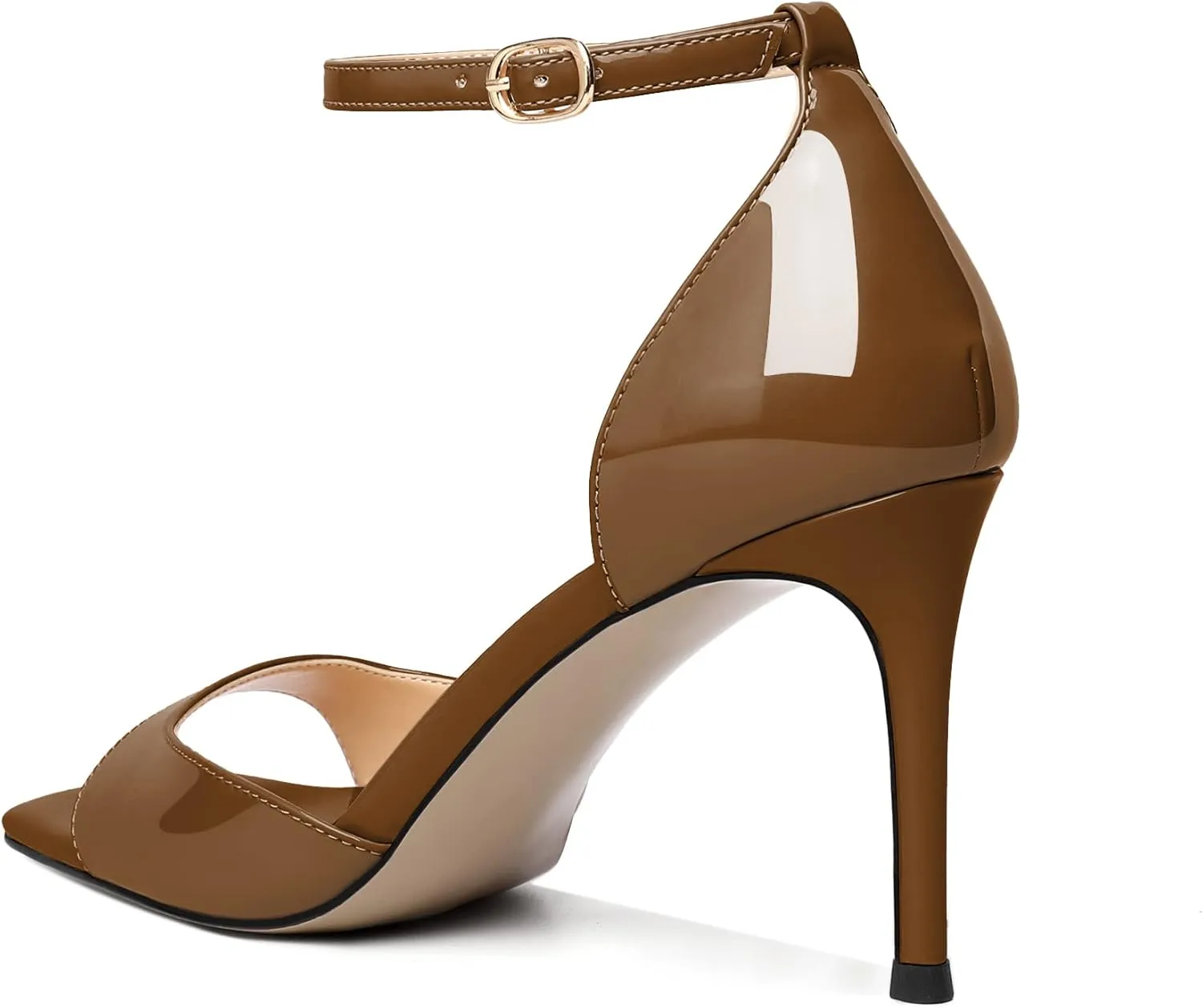 Zamikoo Women's High Heels, Open Toe Ankle Strap High Heeled Sandals, Square Toe Stiletto Heel Dress Pumps Shoes Office Wedding Work Evening 3.5 Inch