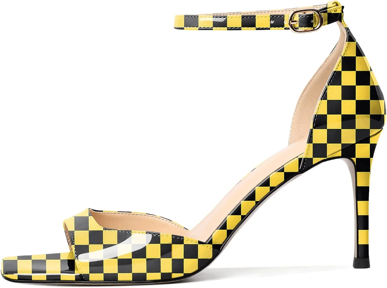 Zamikoo Women's High Heels, Open Toe Ankle Strap High Heeled Sandals, Square Toe Stiletto Heel Dress Pumps Shoes Office Wedding Work Evening 3.5 Inch