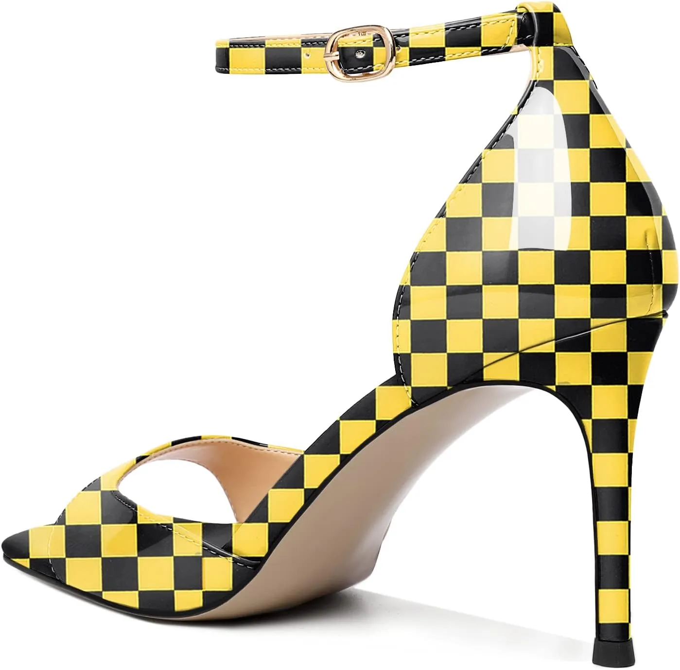 Zamikoo Women's High Heels, Open Toe Ankle Strap High Heeled Sandals, Square Toe Stiletto Heel Dress Pumps Shoes Office Wedding Work Evening 3.5 Inch
