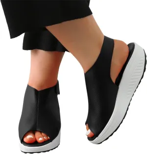 ZBYY Women Slip on Breathable Sandals Summer Cut Out Peep Toe Slingback Wedge Sandals Buckle Ankle Straps Shoes Sneaker