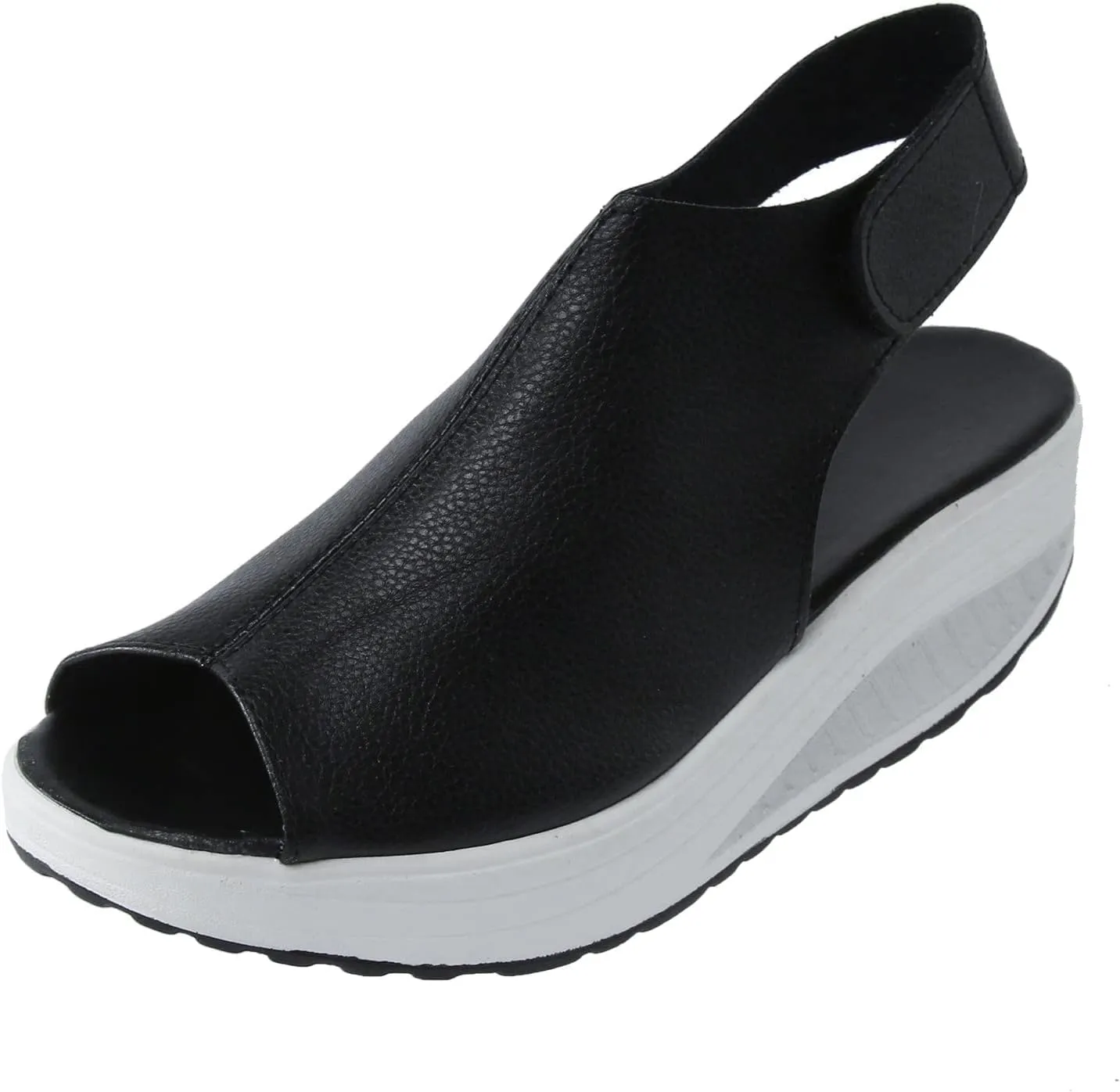 ZBYY Women Slip on Breathable Sandals Summer Cut Out Peep Toe Slingback Wedge Sandals Buckle Ankle Straps Shoes Sneaker