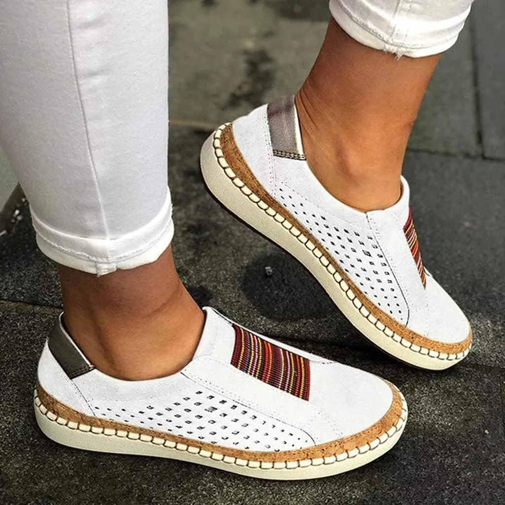 ZBYY Women's Fashion Slip-On Sneaker Breathable Casual Flat Loafers Flats Rubber Sole Canvas Shoes Summer Beach Shoes