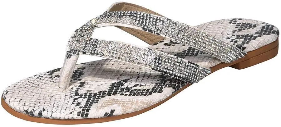ZBYY Womens Flat Sandals 2021 Comfy Rhinestone Beach Travel Slipper Flip Flops Sandals Dressy Thong Sandals for Summer