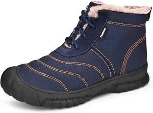 Zeberfi Men's Warm Fur Lined Snow Boots Winter Casual Trekking Anti-Slip Waterproof Backpacking Boots Lightweight Outdoor Hiking Canvas Ankle Boot