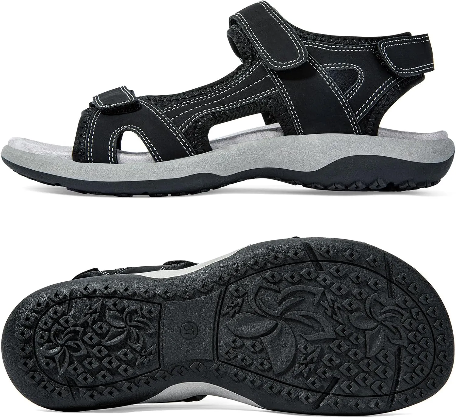 Zelaprox Women Comfortable Walking Sandals with Arch Support Hiking Sandals Casual Summer Athletic Sandals for Outdoor with 3 Adjustable Hook and Loop Strap