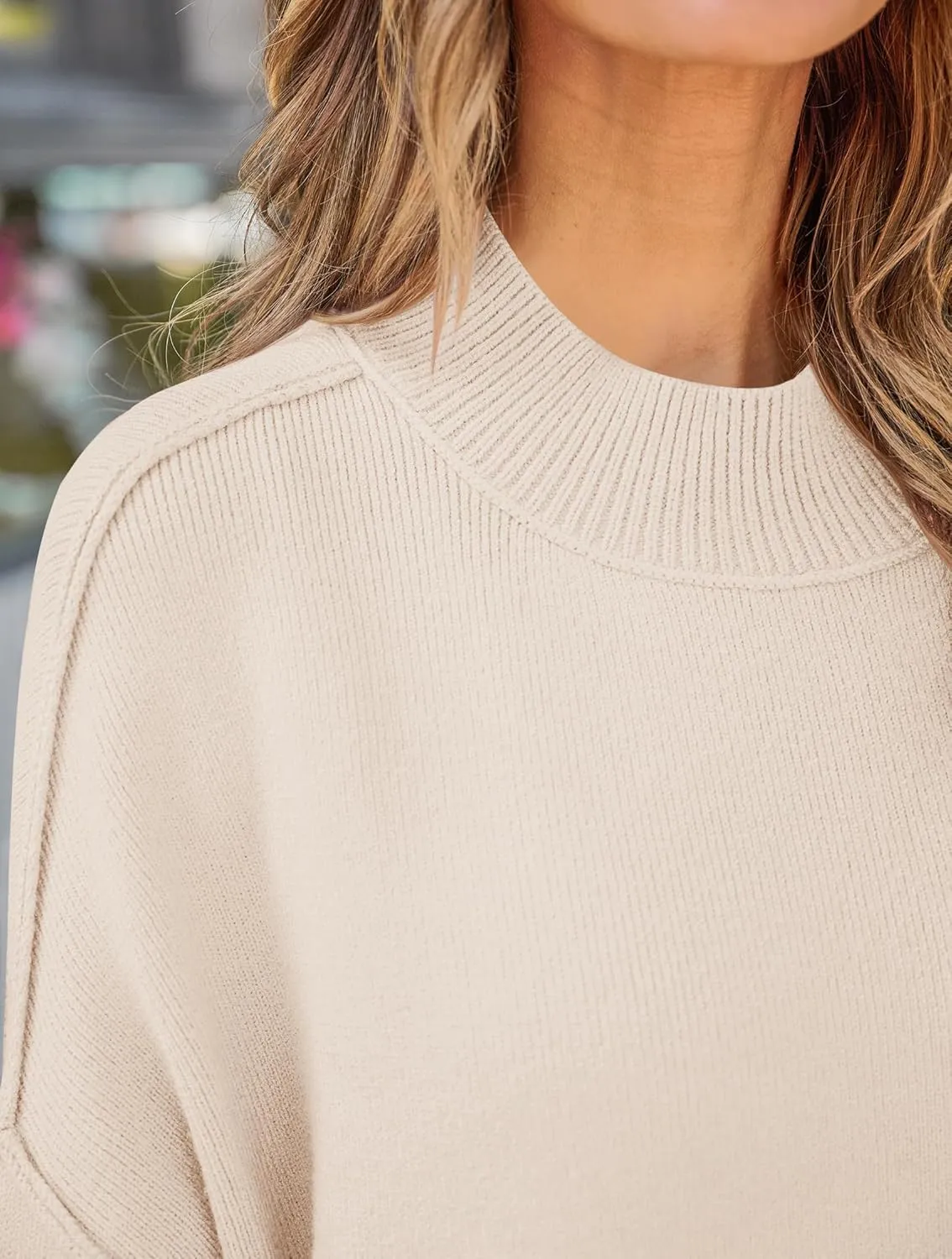 ZESICA Women's Fall Casual Long Sleeve Crew Neck Side Slit Oversized Ribbed Knit Pullover Sweater Tops