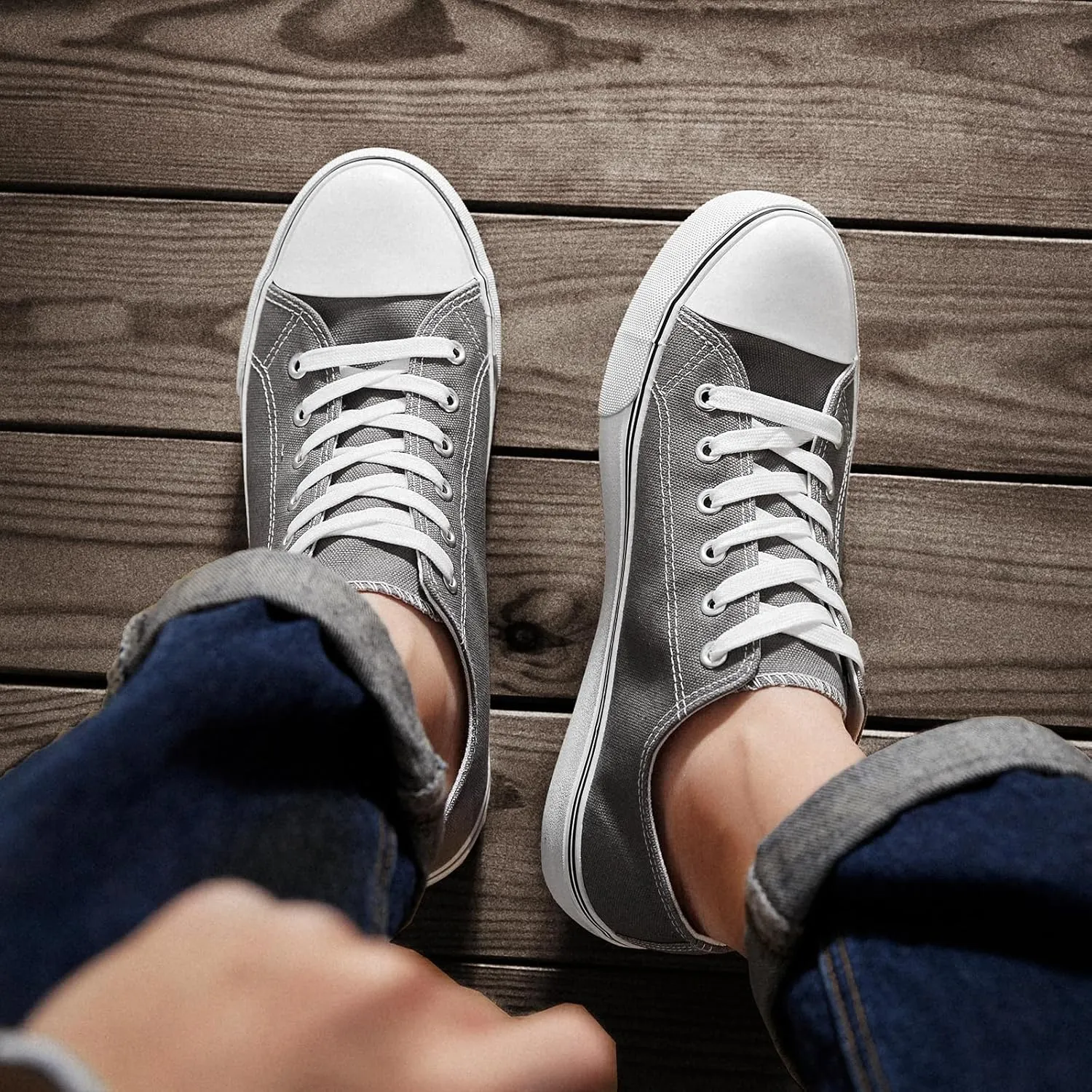 ZGR Mens Classic Casual Shoes,Lace-up Fashion Sneakers,Low Top Canvas Sneakers for Men
