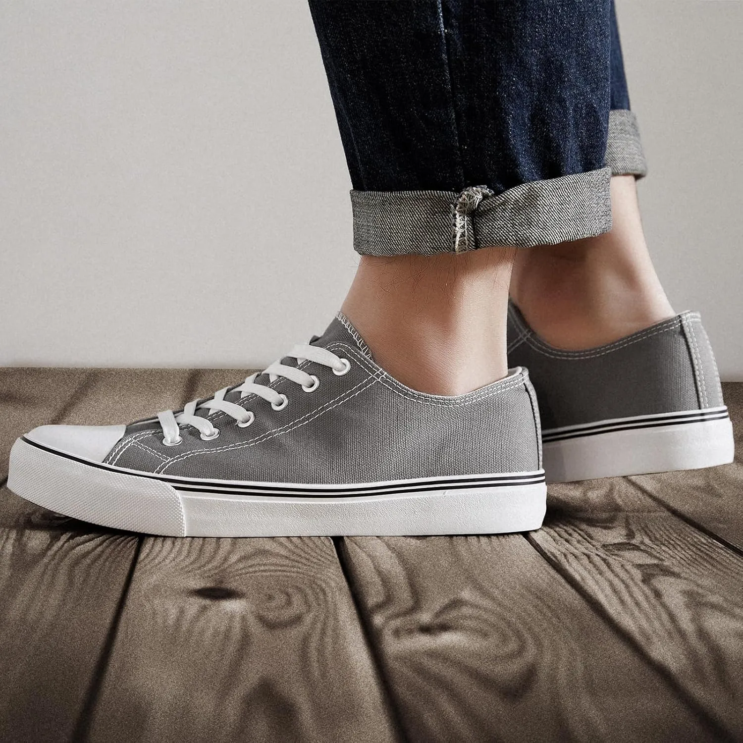 ZGR Mens Classic Casual Shoes,Lace-up Fashion Sneakers,Low Top Canvas Sneakers for Men