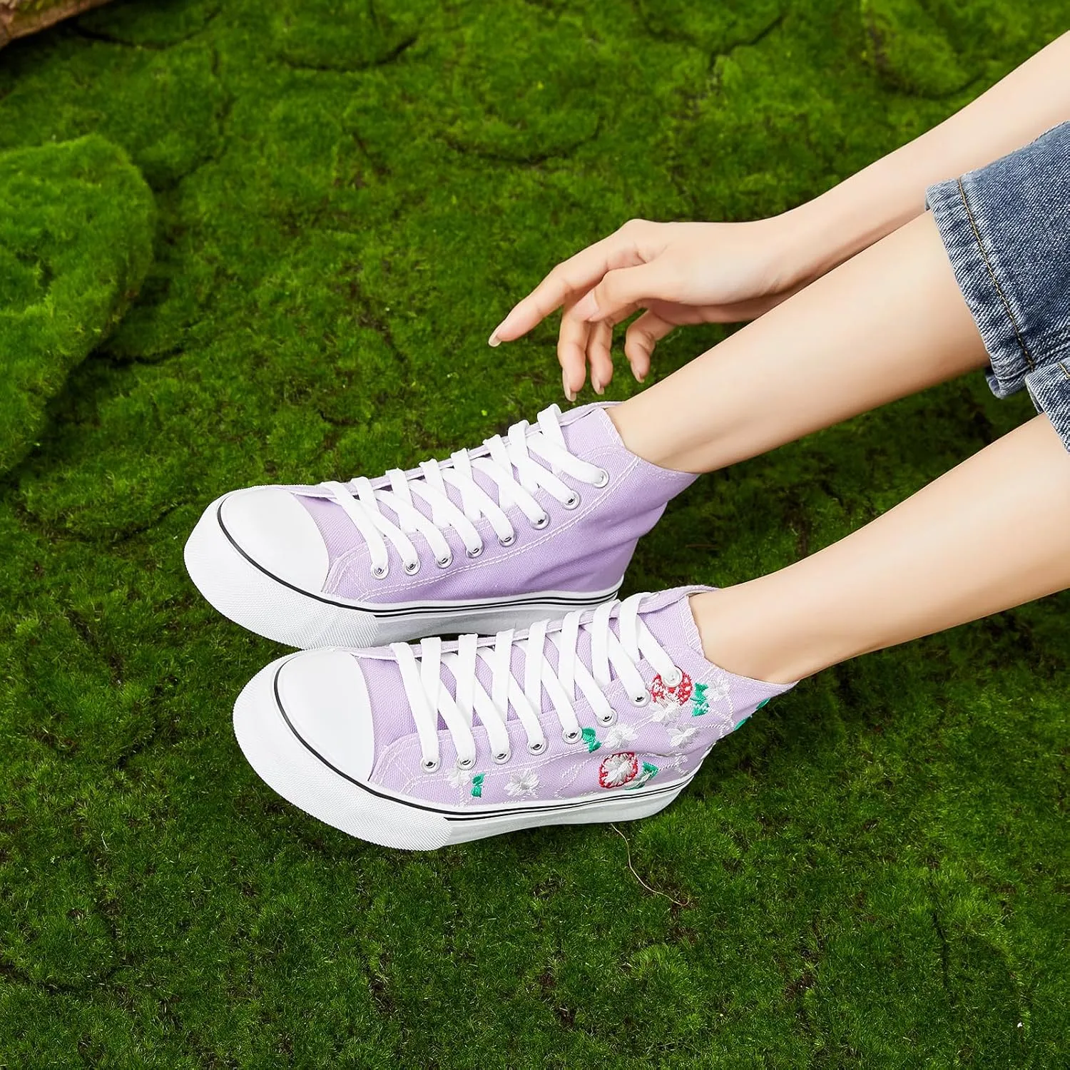 ZGR Womens High Top Canvas Sneakers,Lace-up Canvas Shoes,Casual Tennis Walking Shoes