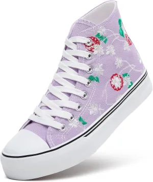 ZGR Womens High Top Canvas Sneakers,Lace-up Canvas Shoes,Casual Tennis Walking Shoes