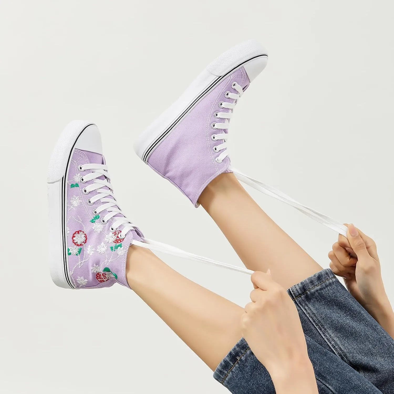 ZGR Womens High Top Canvas Sneakers,Lace-up Canvas Shoes,Casual Tennis Walking Shoes