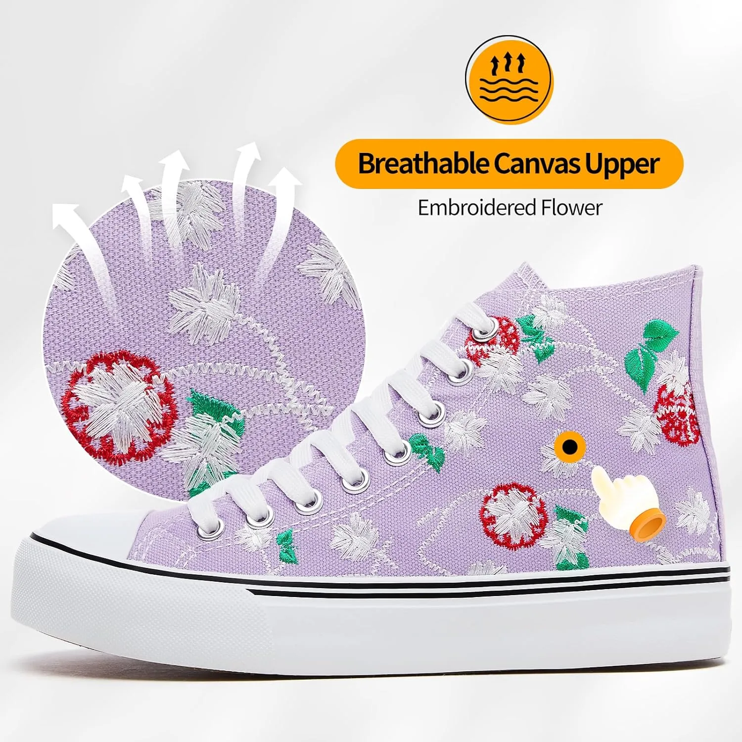 ZGR Womens High Top Canvas Sneakers,Lace-up Canvas Shoes,Casual Tennis Walking Shoes