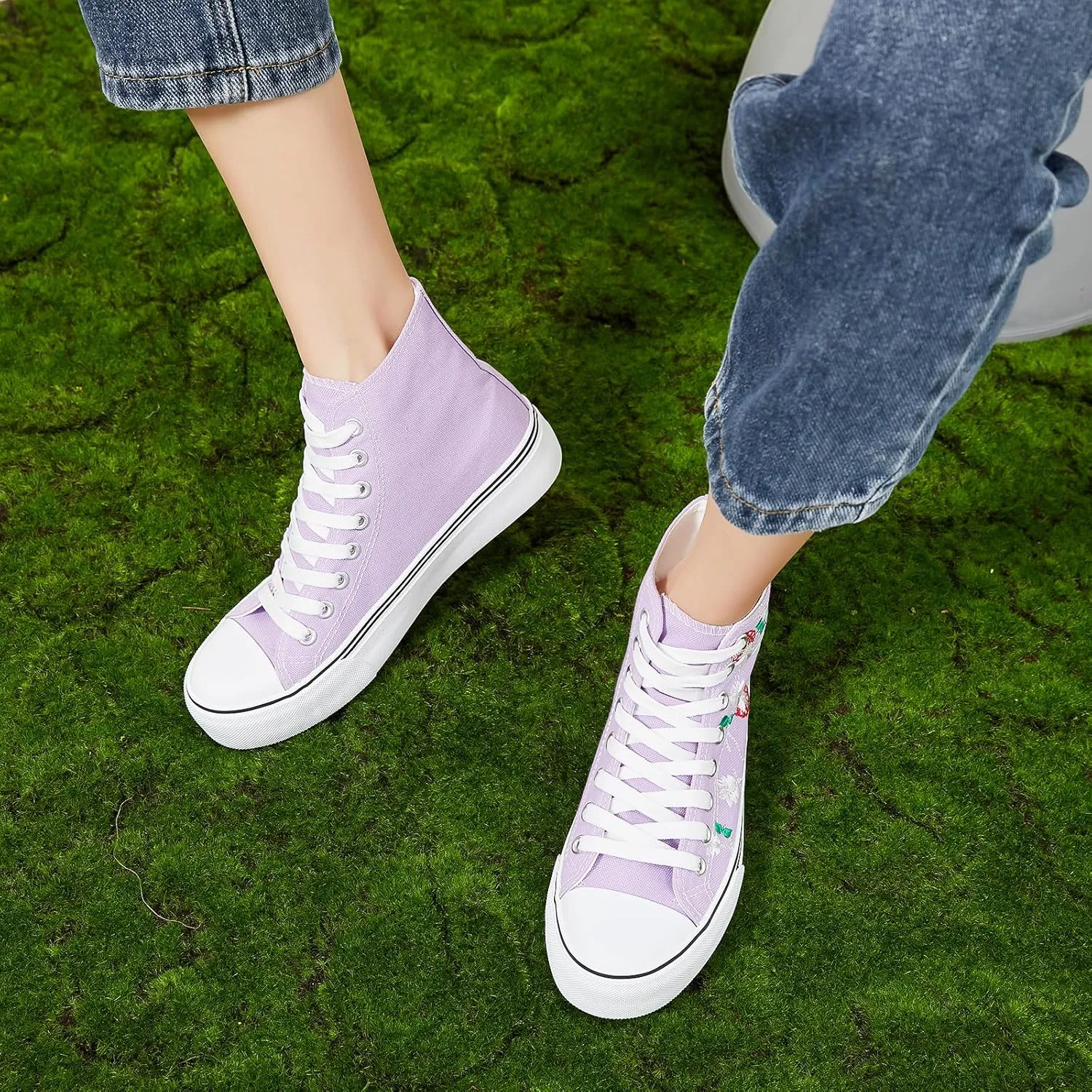 ZGR Womens High Top Canvas Sneakers,Lace-up Canvas Shoes,Casual Tennis Walking Shoes