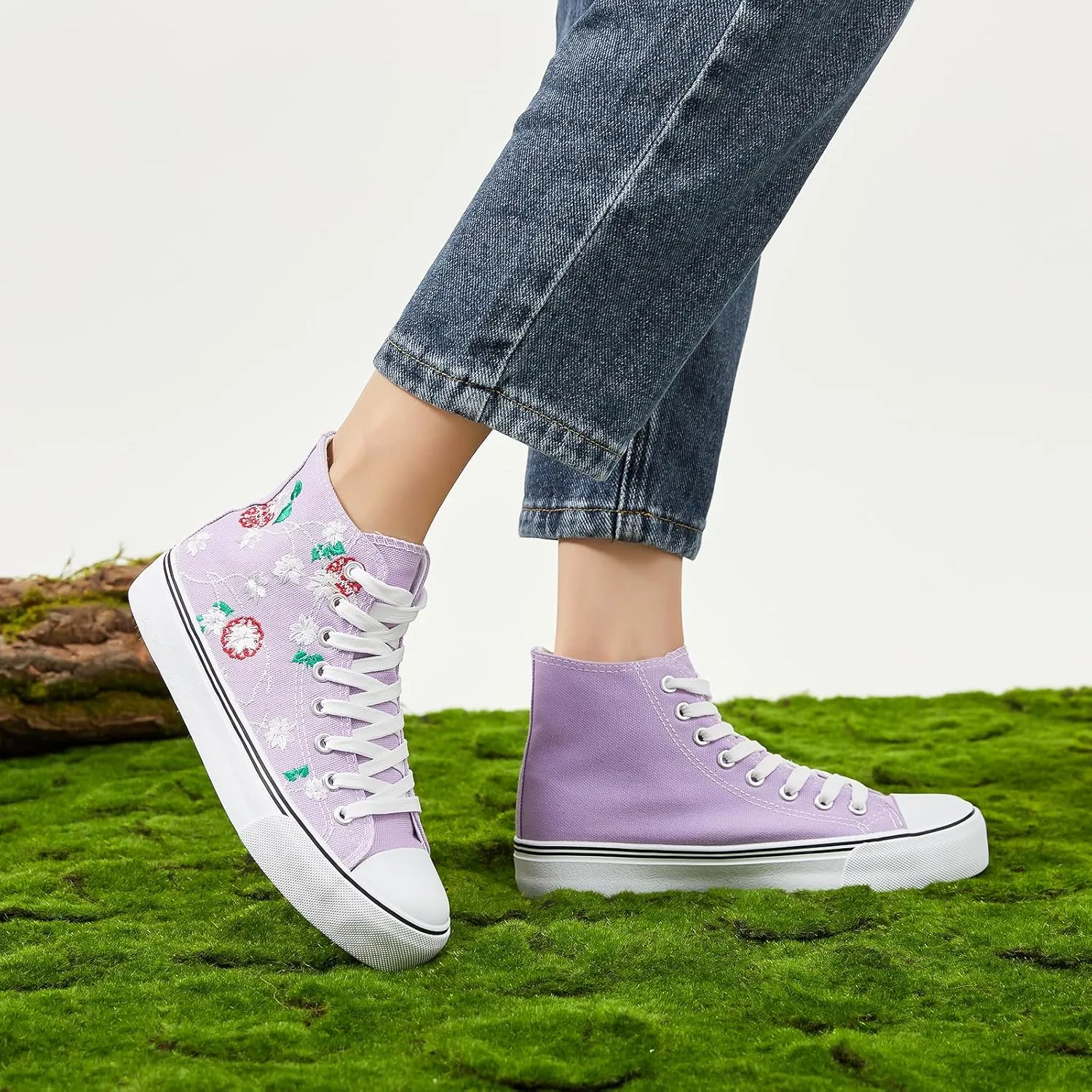 ZGR Womens High Top Canvas Sneakers,Lace-up Canvas Shoes,Casual Tennis Walking Shoes