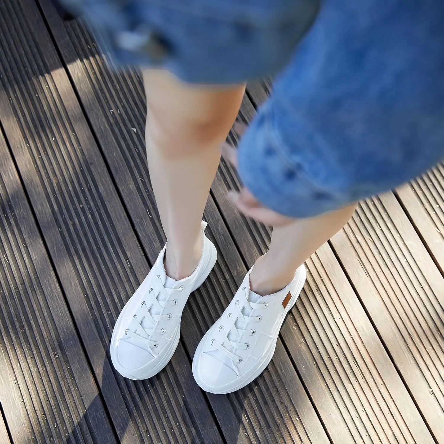 ZGR Womens Low Top Platform Sneakers,White Canvas Sneakers,Casual Platform Tennis Shoes