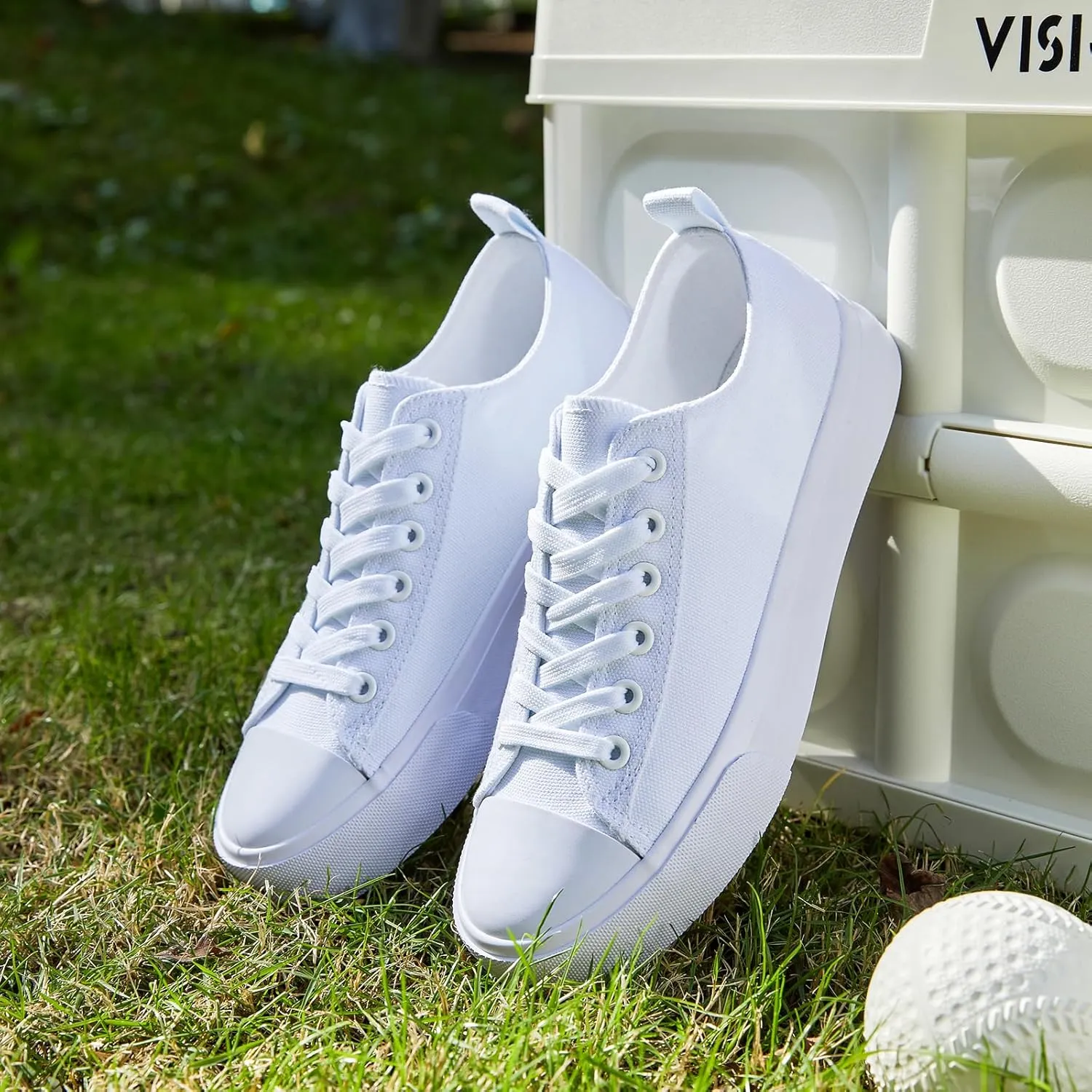 ZGR Womens White Canvas Sneakers,Classic Black Canvas Shoes,Casual Fashion Sneakers