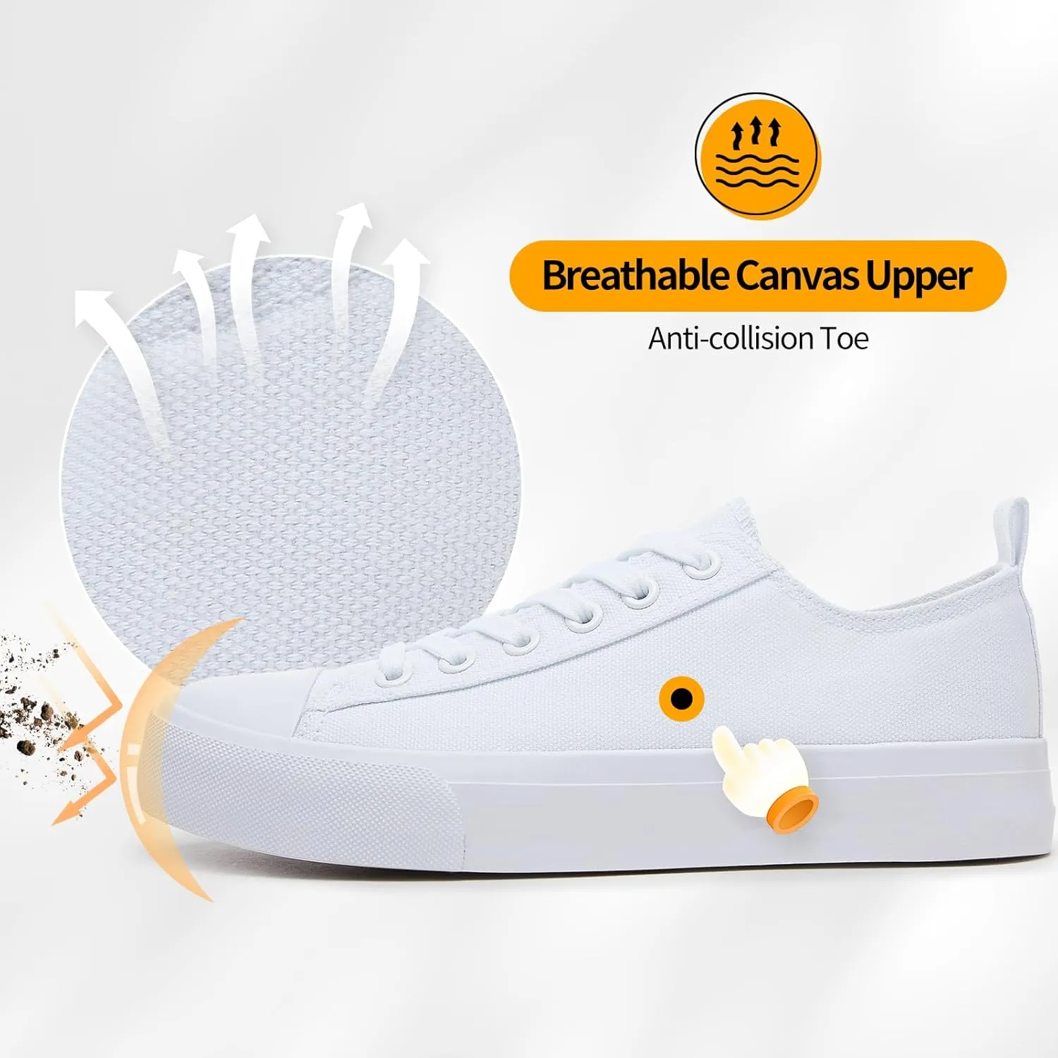 ZGR Womens White Canvas Sneakers,Classic Black Canvas Shoes,Casual Fashion Sneakers