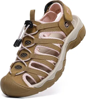 ziitop Womens Hiking Sandals Closed Toe Summer Outdoor Adventurous Beach Sandals Lace Adjustable Double Buckle Water Shoes