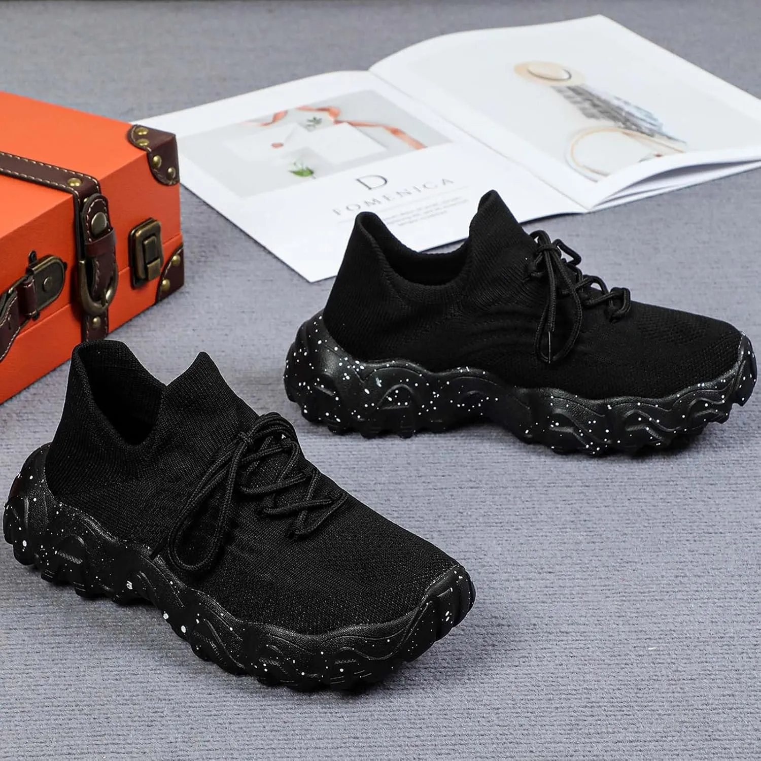 ZSpzx 2025 Summer Lace Up Low Top Slip On Sneakers, Women's Comfortable Breathable Knitted Sneakers, Casual Walking Shoes for Women,Lightweight Mesh Running Shoes,Women's Mesh Orthopedic Sneakers