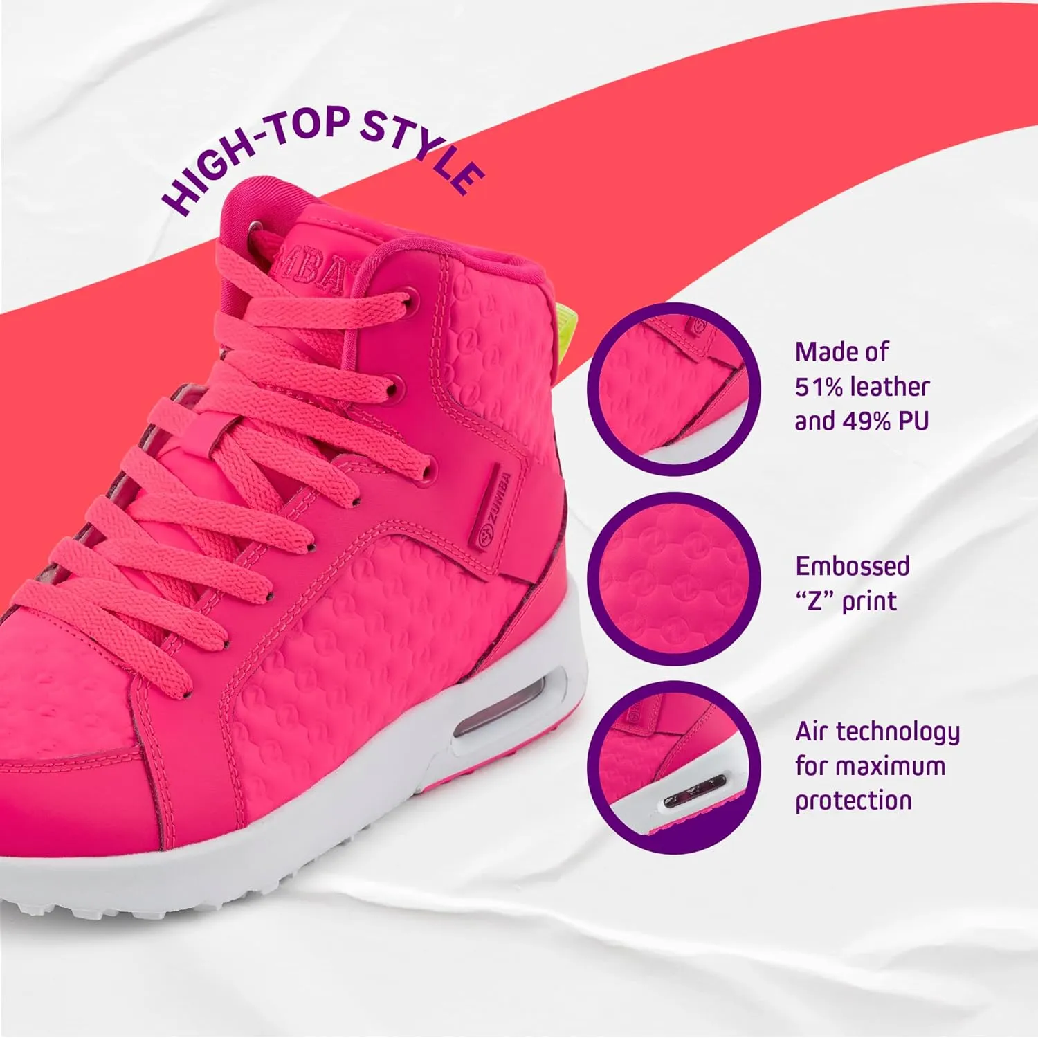 ZUMBA Street Boss Comfy High Top Gym Shoes Active Dance Workout Shoes for Women