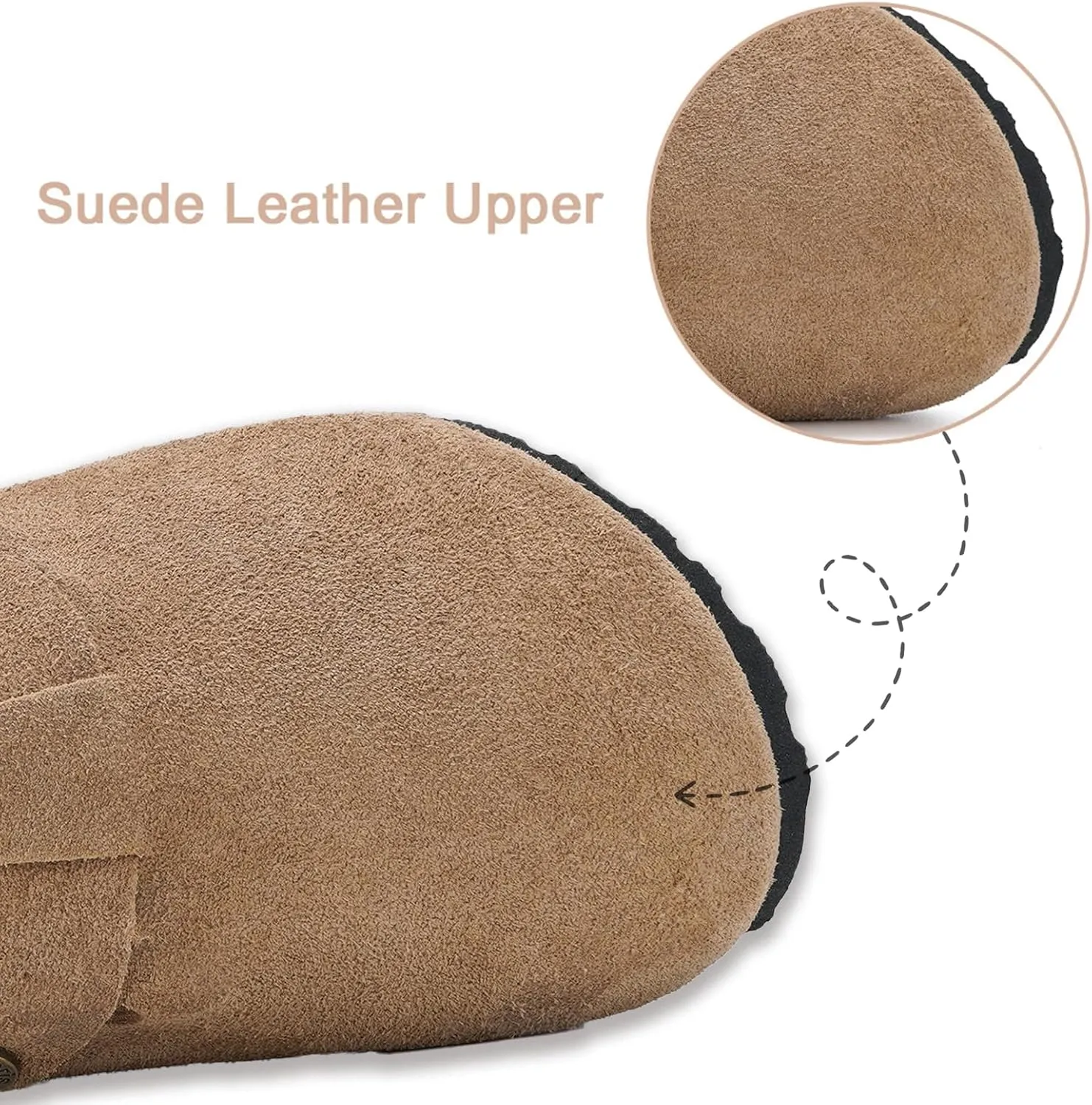 ZUSERIS Kids Suede Clogs Toddler Clogs Boys Girls Cork Footbed Sandals Potato Shoes Leather Slip On Mules with Adjustable Buckle